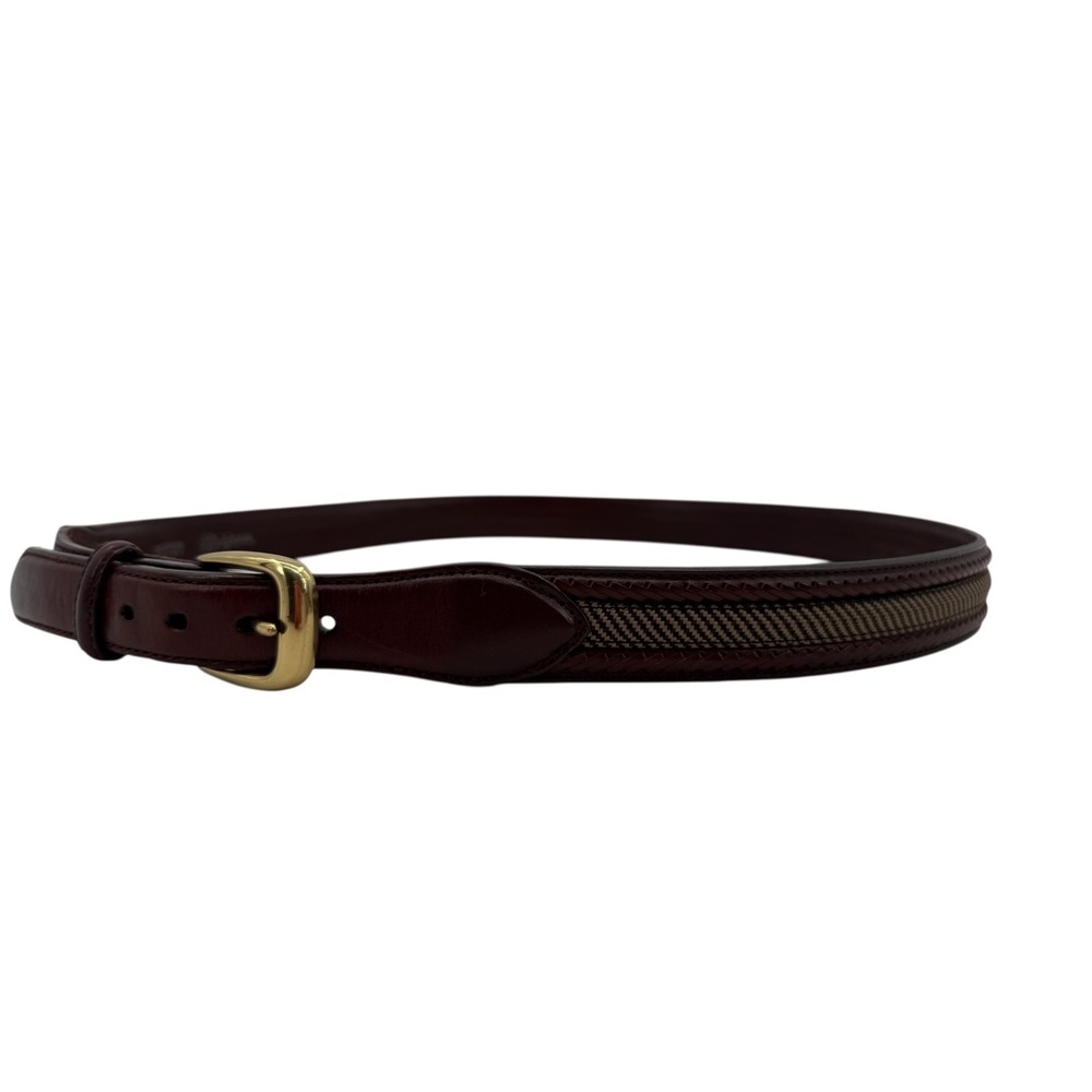 Brighton Brown Leather Belt Men's Size 42 Brass Buckle Braided Woven P2707